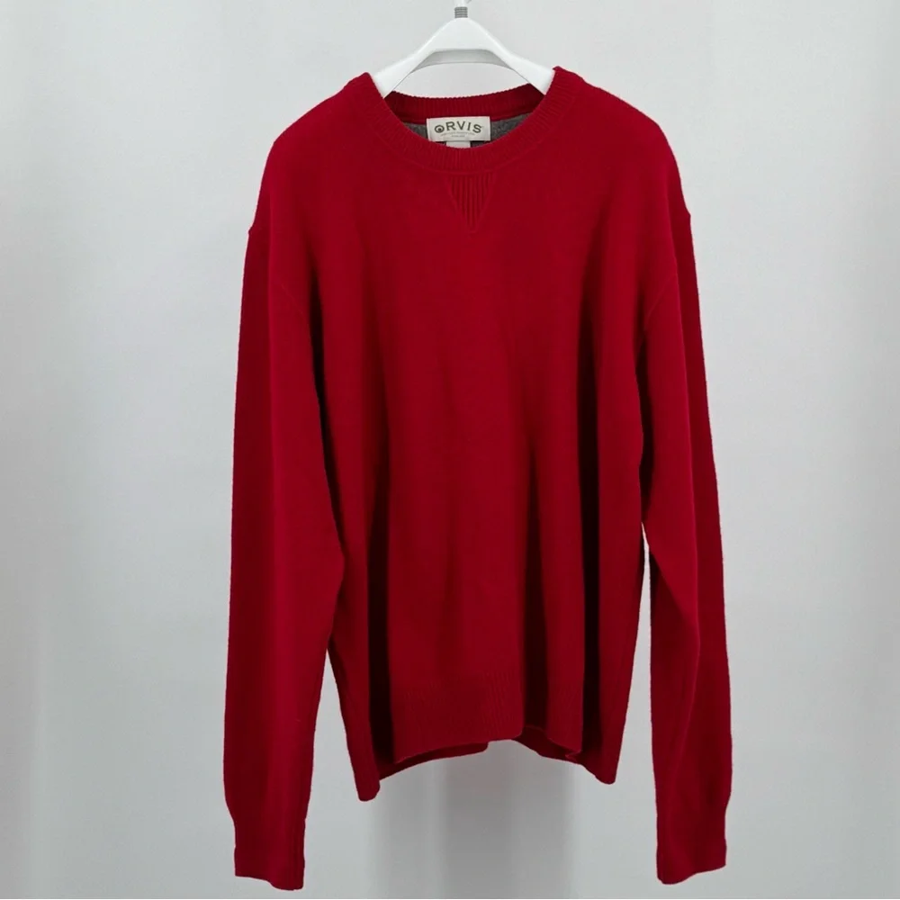 Orvis Men’s 100% Lambswool Red Crewneck Sweater Size L